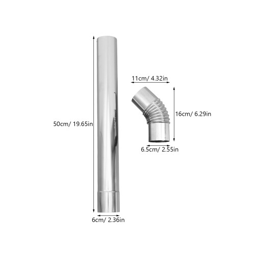 45 tube droit 60 mm acier inoxydable pour conduit 2