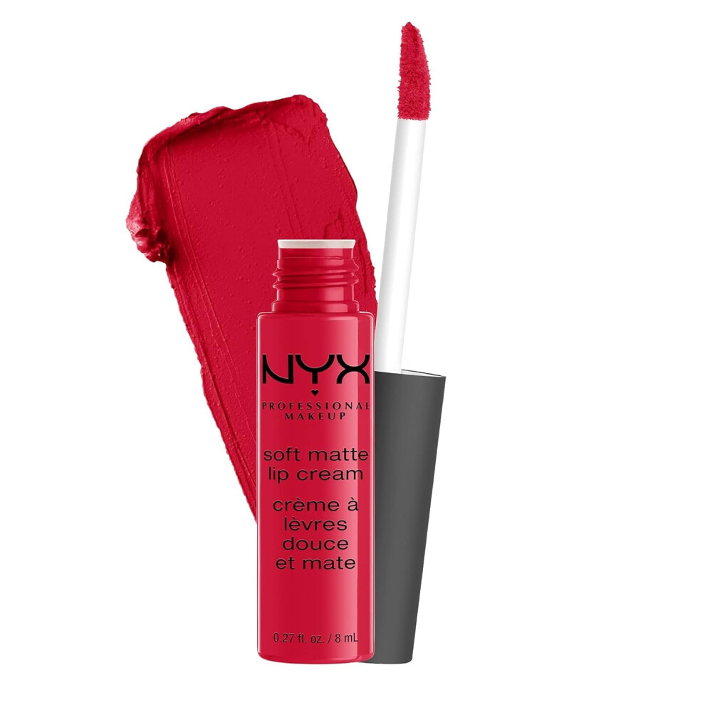 Nyx Professional Mak Red,Cream Nyx Professional Makeup Soft Matte Lip Cream Lightweight Liquid Lipstick - Amsterdam (Pure Red)