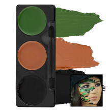 Mehron Makeup Tri-Color Character Makeup Palette | Halloween Special Effects og Theater Cream FX Palette | Ansigtsmaling 20 g (7 oz) (CAMOUFLAGE)