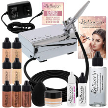 Belloccio Professional Beauty Airbrush Kosmetisk Makeup System med 4 Fair Shades of Foundation i 1/4 Ounce flasker - S?ttet inkluderer Blush Bron