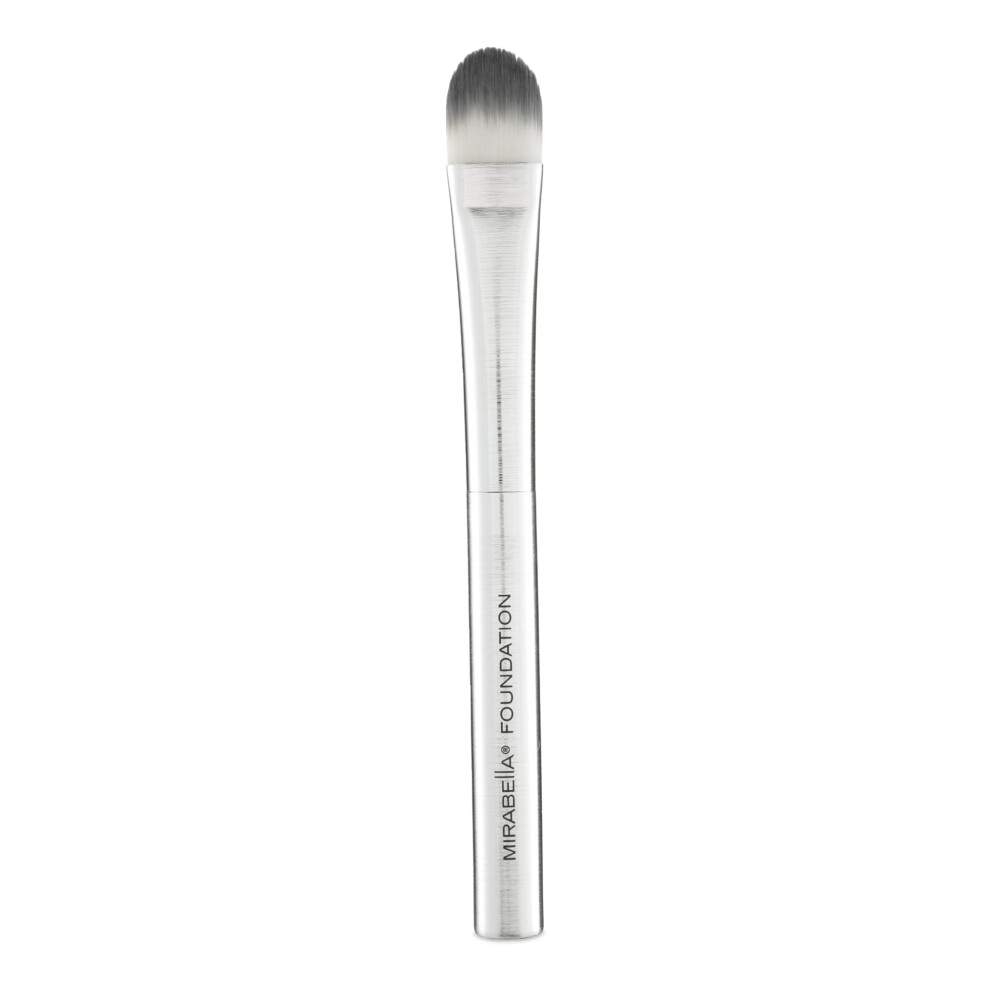 Mirabella Cream Brushed Aluminum Professional Makeup Brush - Foundation Brush
