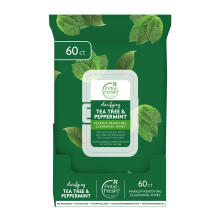 Kronblad Frisk Klarg?rende Tea Tree & Peppermint Makeup Fjernelse af renseh?ndkl?der Blide ansigtsservietter Daglig reng?ring Vegansk og Cruelty