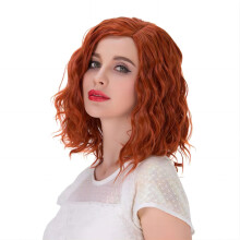 Aicos Parrucca Arancione Resistente al Calore 35 cm Parrucca Rossa alla Moda con Capelli Ricci Rossi per Abito Quotidiano Carnevale Festa in Masc