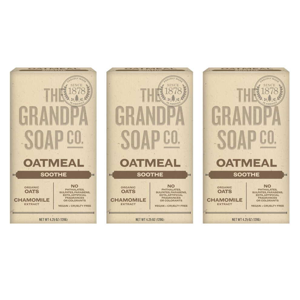 The Grandpa Soap Com The Grandpa Soap Company Oatmeal Bar Soap - With Organic Oats + Chamomile Extract Gently Exfoliates And Softens The Skin Vegan 4.25 Oz 3 Pack