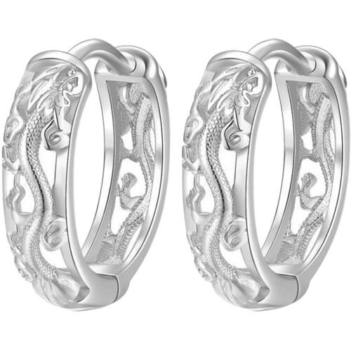 1 paire de boucles d'oreilles cerceaux style rétro dragon