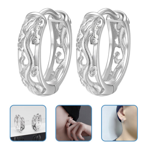 1 paire de boucles d'oreilles cerceaux style rétro dragon 1