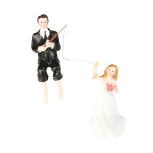 Romantische trouwtaart versiering met bruid en bruidegom figuur