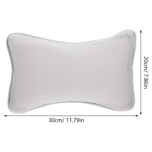 non-slip bath pillow with suction cups for neck support grey 2