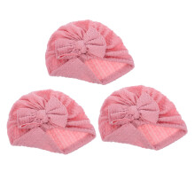 Bow Knit Hat Round Cloth 3pcs For Toddler Girls Photoshoot