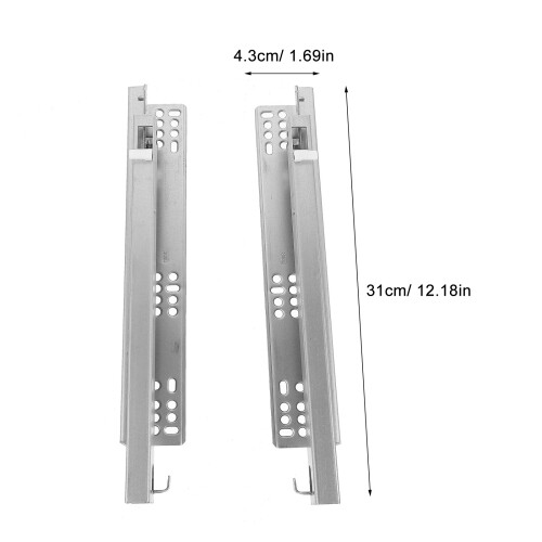 2 Pcs Bottom Mounted Drawer Slides Replacement Parts Silver 1