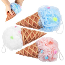 3 Pcs Kids Loofah Bath Sponge Ice Cream Shower Ball For Toddlers