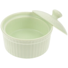 keramik backschale mit deckel grün für pudding dessert hitzebeständig