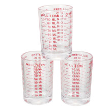 3 gläser transparent gestuft, glasmessbecher milch