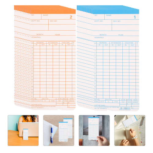 lot de cartes de pointage bilingues double face horaires 2