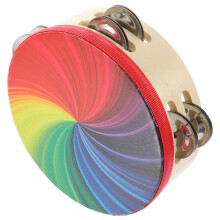 Wooden Rainbow Double Row Tambourine Handheld Percussion Toy