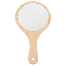 tragbarer make-up-spiegel mit holzgriff für unterwegs