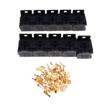 relaissockel-halterungsset 30a-80a mit 10x 5-pol steckern und 50 klemmen