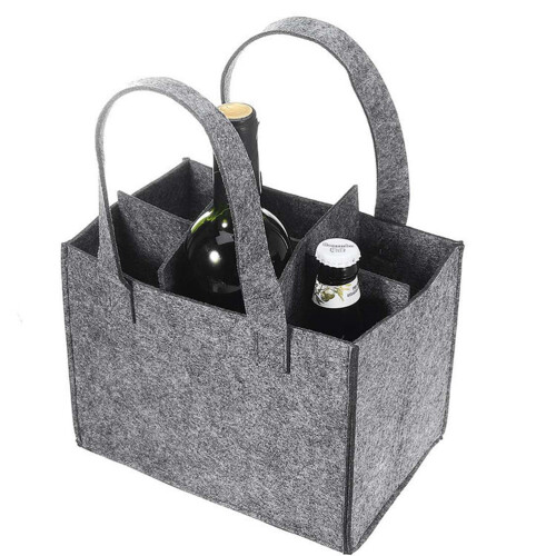 weintasche 6 flaschen grau wiederverwendbar geschenk party 1