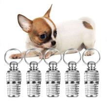 6pc Pet Id Name Address Label Tag Storage Barrel Tube For Cat And Dog
