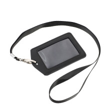 1Stk Pu&polyester Kartenhalter Mit Band Schwarz Für Mitarbeiter
