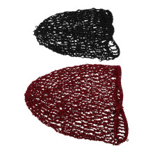 2 handgefertigte Häkelnetz-Mütze, Haarschutz (schwarz, burgundrot)