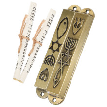 2Stk. Metall Mezuzah Plakette Vintage Zierat