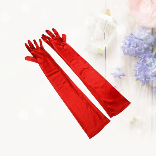 1 Paar Verlängerte Abendhandschuhe Rot 1