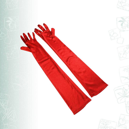 1 Paar Verlängerte Abendhandschuhe Rot 2