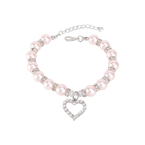 collar con colgante corazón, y s rosa