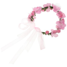 1X Roze Bloemenkrans Haarband Voor Bruiloft En Strand