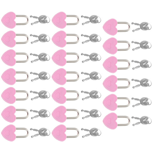 20Sets Herzförmiges Mini Vorhängeschloss Metall Mit Schlüssel Rosa