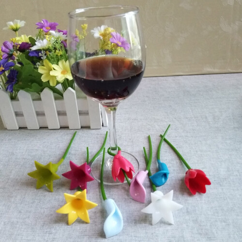 6 pièces marqueurs verre en silicone, étiquettes identification 2