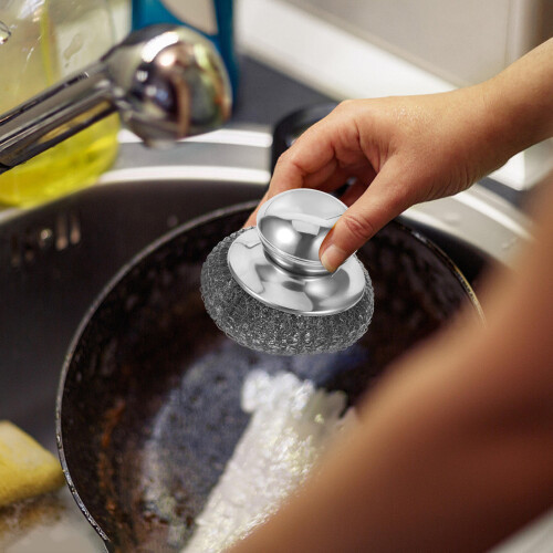 éponge en laine d'acier à pour casserole poêle 2