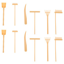 2 ensembles outils table sable – râteau et accessoires jardin zen