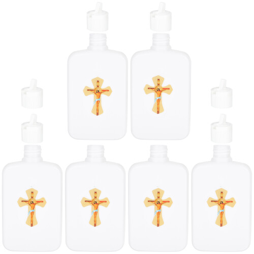 6Pcs Empty Holy Water Bottles Catholic Christian Cross Container