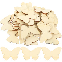 50Pcs Natural Unfinished Wooden Cutout Shapes