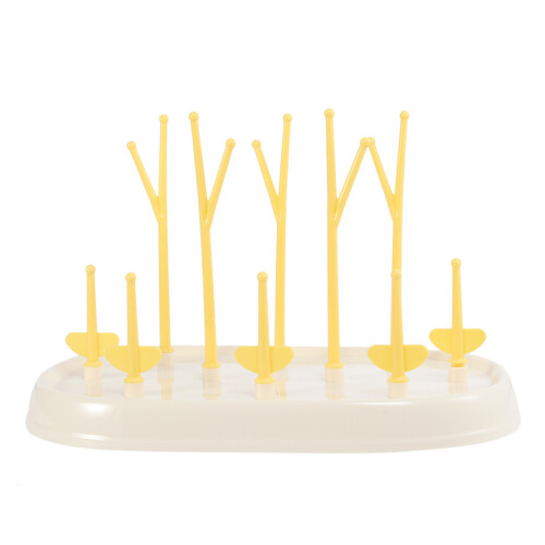 Multifunction Baby Bottle Drying Rack Tree-Shaped Holder Yellow