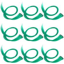 12 pcs green straight hair extensions for women with clips