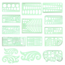 15Pièces Règles Géométriques Plastique Vert Pour Précis