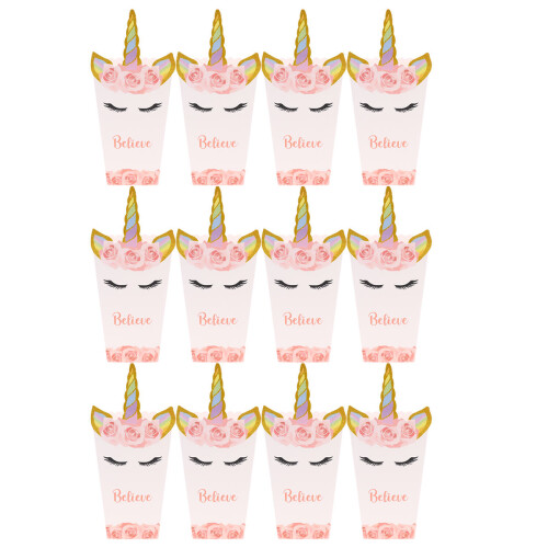 12pcs unicorn printed popcorn boxes, paper storage holders (b style)