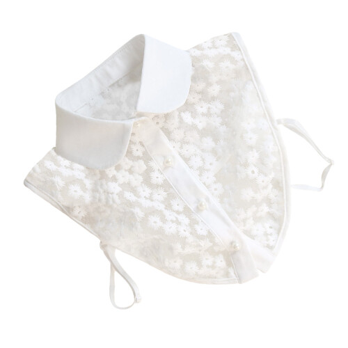 colletto donna staccabile in cotone e con fiorellini per blusa