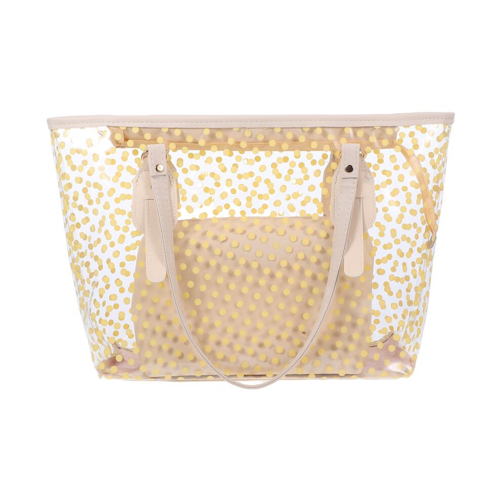 Tote Trasparente Con Cerniera, E Portamonete Beige