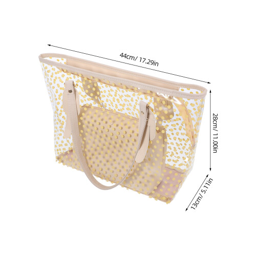tote trasparente con cerniera, e portamonete beige 1