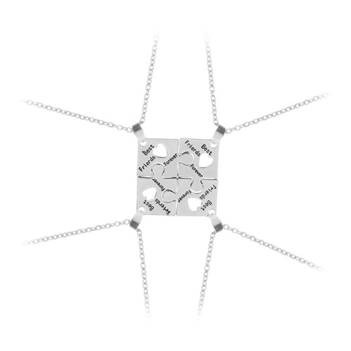 collana con ciondolo puzzle e scritta "forever", 4 pezzi