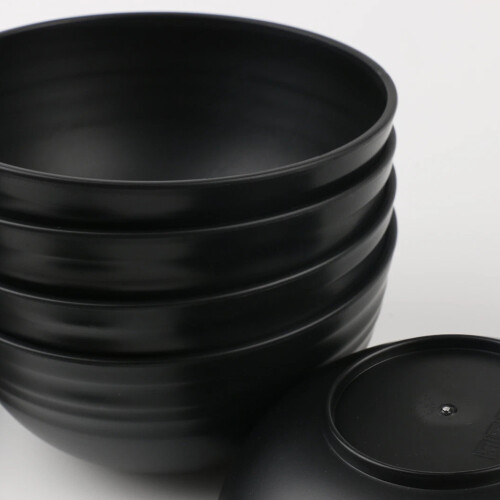 32PCS Black Dinnerware Bowl Plates Plastic Round Dinner Set Tableware Home Party 2