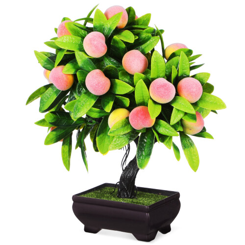 Albero Bonsai Artificiale Realistico 25 Cm Verde In Vaso