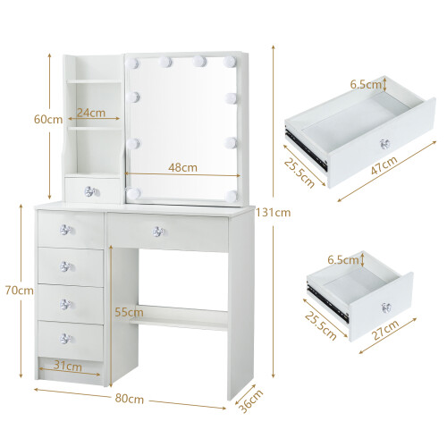 Gifts Makeup Vanity Table with 6 Drawers & Mirror 2