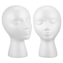 2 stuks hoofdmodel pruikhoed sjaal display mannequin stand (wit)