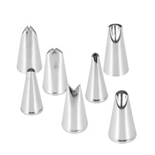 7-delig set cake nozzels met bladpatroon, roestvrij staal