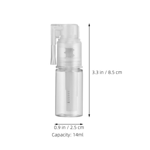 2 . frasco plástico 14 ml para pó e spray recarregável 1